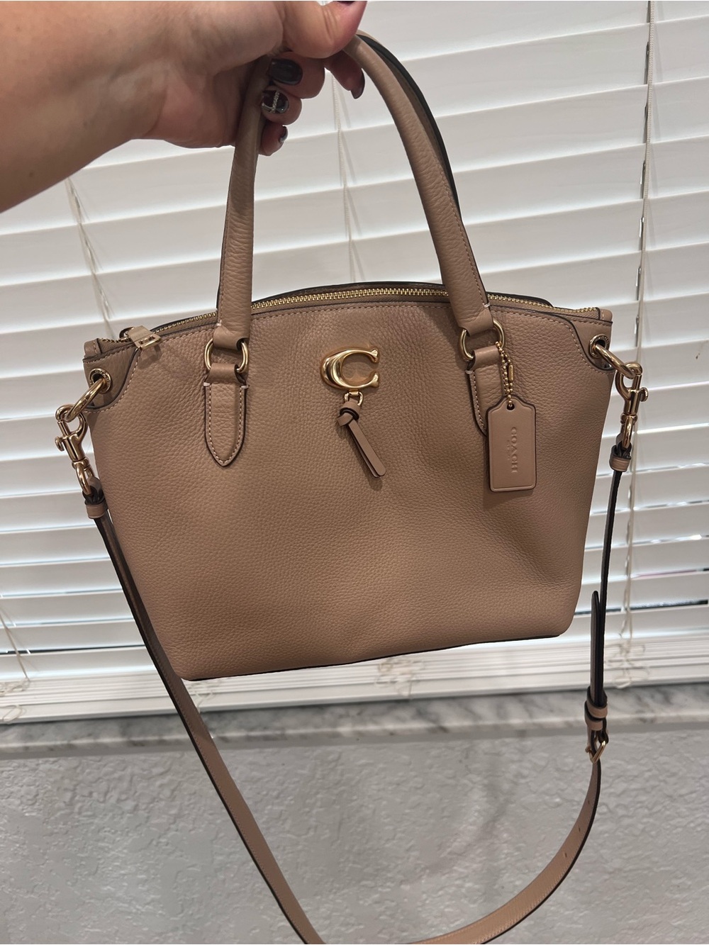 Coach Leather Crossbody Satchel Bag Nude Like New
